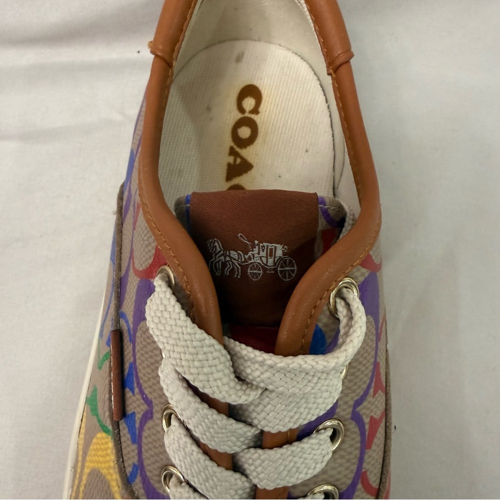 Coach Signature Women's Sneakers Size 7, Brown/Rainbow - Picture 6 of 7